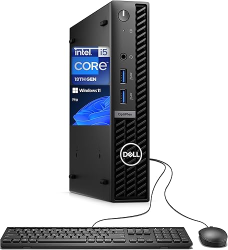 Dell OptiPlex 7000 Series 7010 Mini Business Desktop, Intel Core i5-13500T (Beat i7-12700T), 16GB RAM, 256GB PCIe SSD, sin Wi-Fi, KB y mouse con