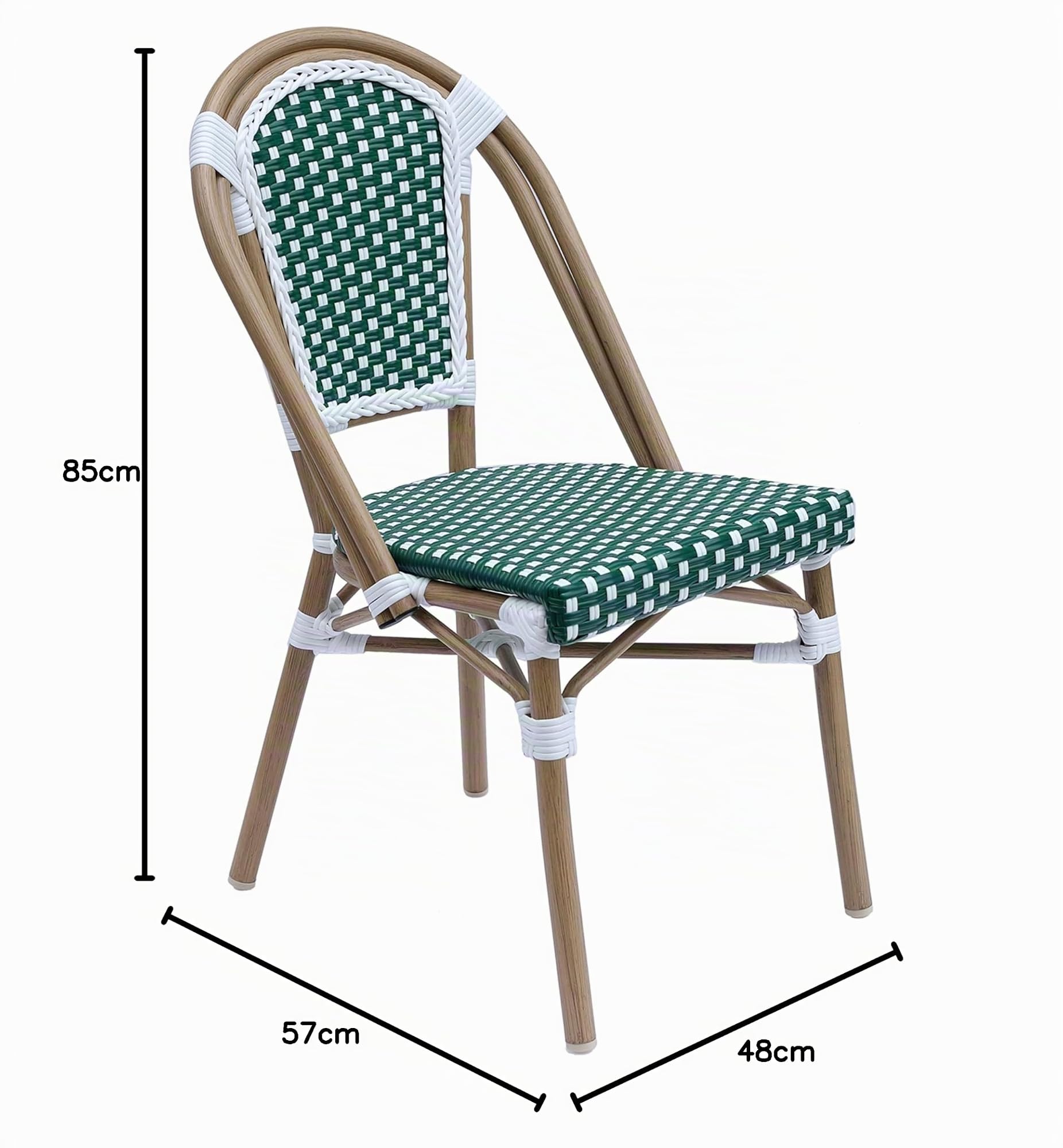 Oviala Chaise de terrasse bistrot Parisien en Aluminium et rotin Vert foncé