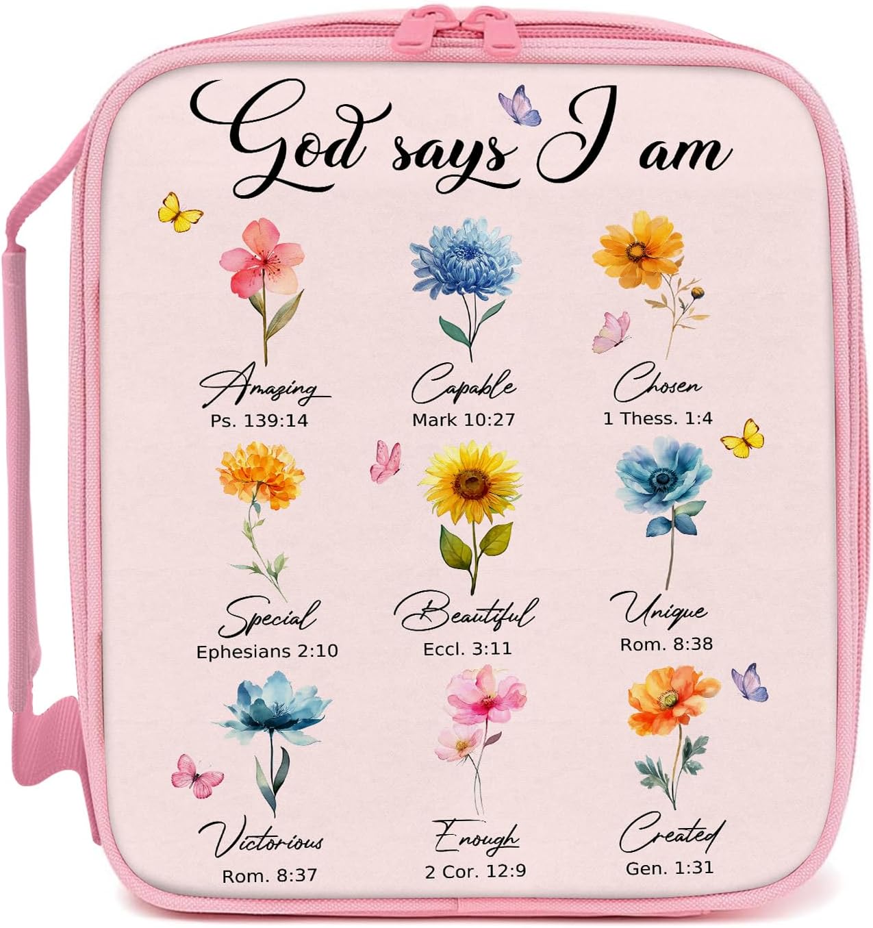 Bibelh lle f r Frauen God Says I Am Bibelh lle f r M dchen Blume rosa Tasche Aufbewahrung christliches Geschenk f r Frauen Freunde leichte Organizer-Tasche