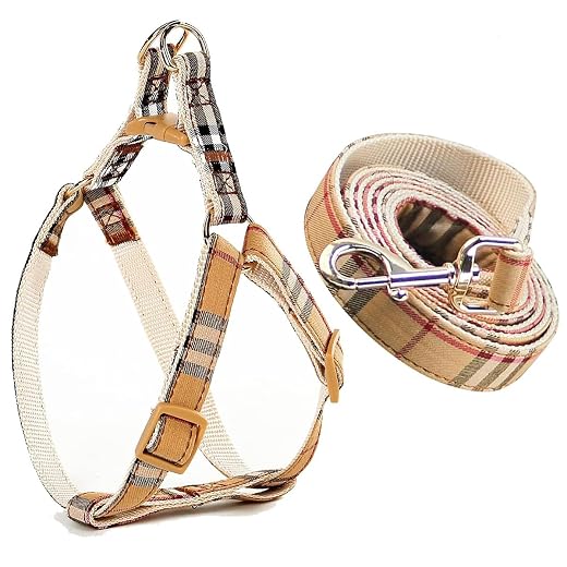 Cute Plaid Dog Harness & Leash Set, Adjustable No‑Pull Safety Buckle Harness for Small Puppy Boy Girl Pets Durable Gift for Boy Girl Pets
