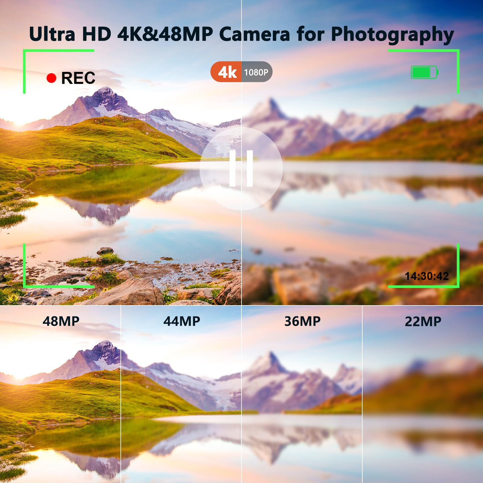 Fotocamera digitale 4k 64MP autofocus videocamera con doppio obiettivo