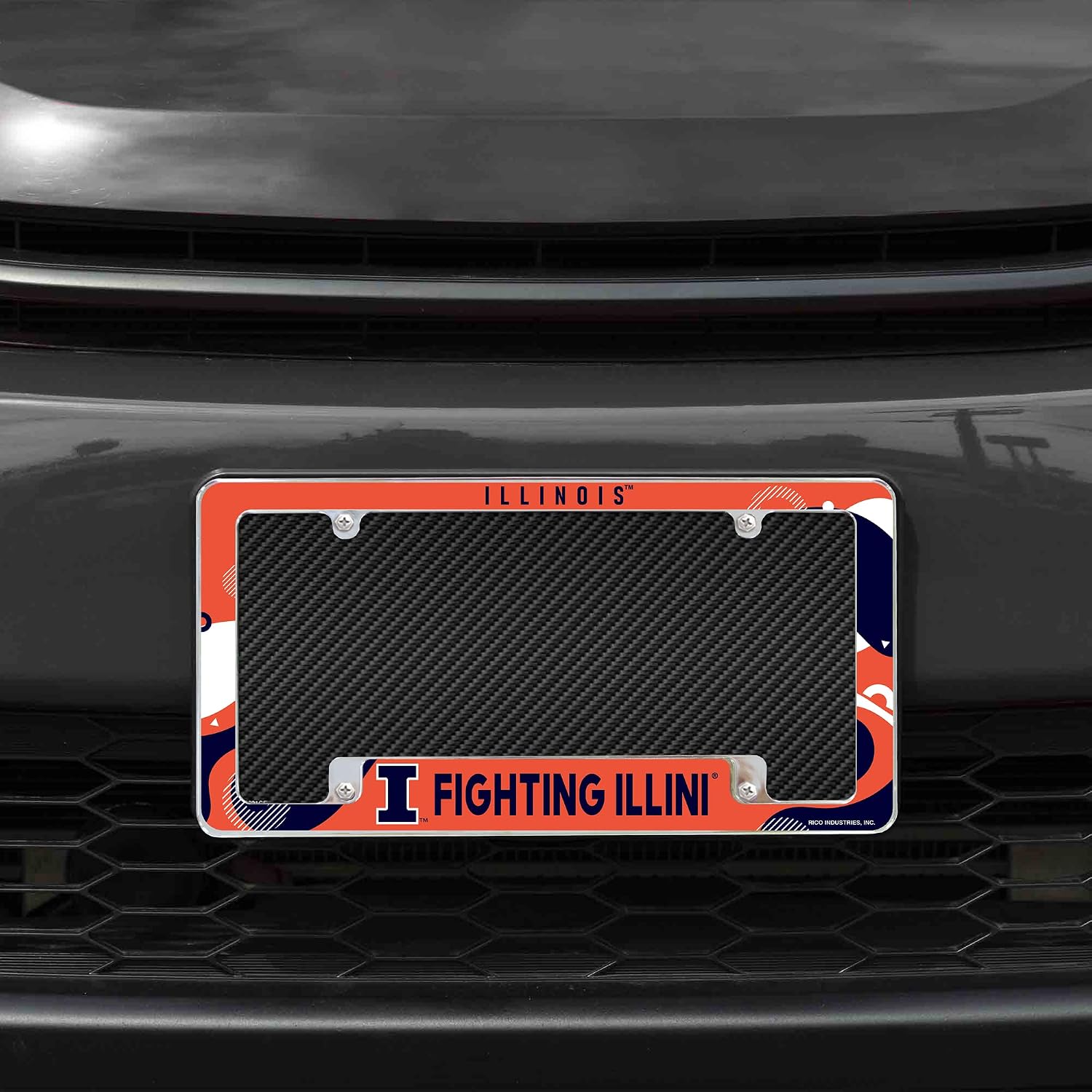 Rico Industries NCAA Wave 12" x 6" Chrome All Over Automotive License Plate Frame for Car/Truck/SUV