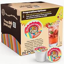 Crazy Cups Strawberry Lemonade Iced Refreshers Drink Mix Pods, Brew Over Ice Fruity Beverage Capsules for Single Serve Machines, Cold Drink Pods, 20 Count