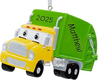 Personalized Garbage Truck Christmas Ornament 2025 | Custom Waste Management Vehicle - Recycling Trash Truck Ornament for Christmas Tree