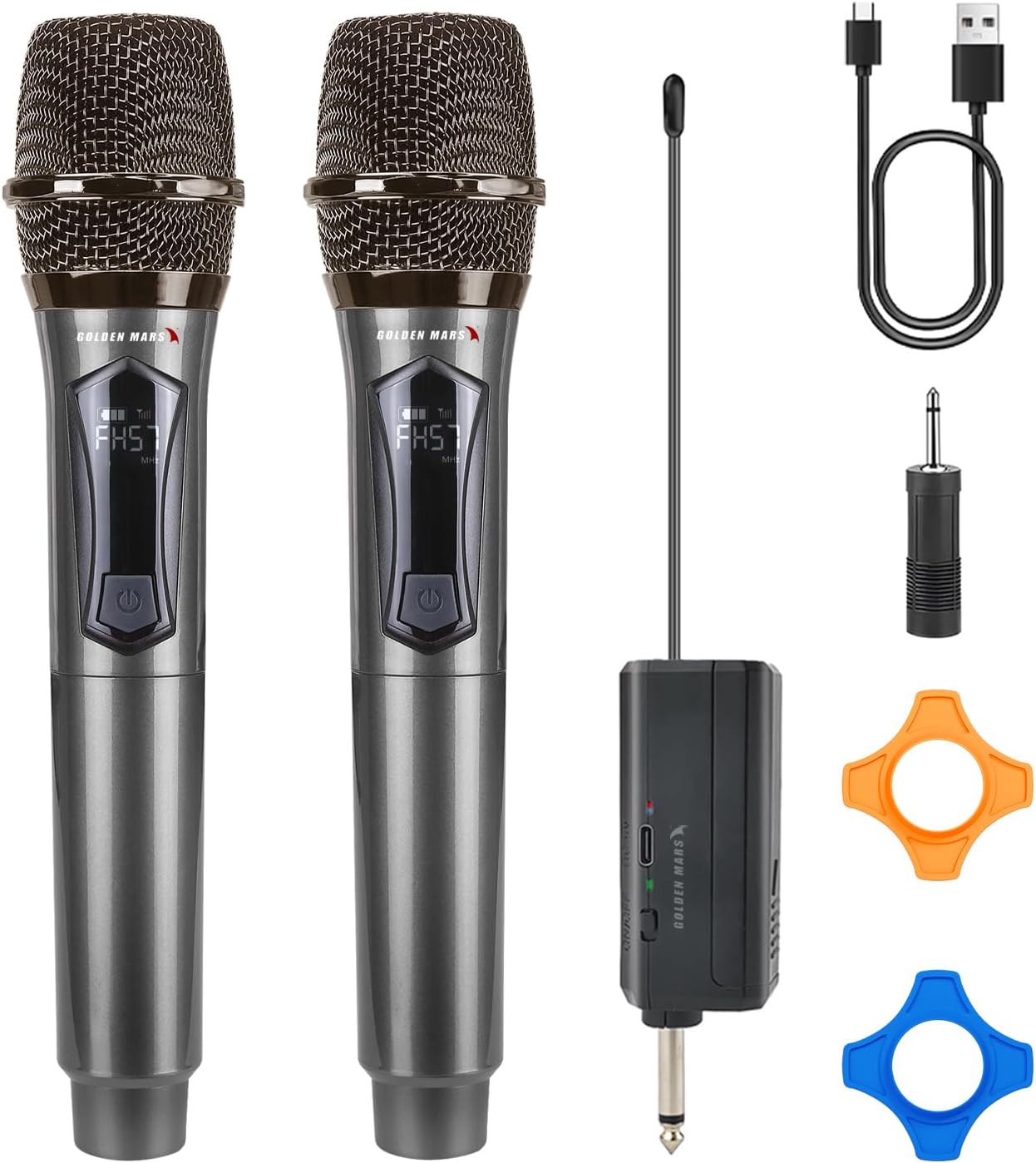 Wireless Microphones - Upgraded 2.4GHz Plug-and-Play Mics, Rechargeable 500FT Long Range Stable Reception Microfono Inalambrico for Singing Karaoke DJ Party Speech Classroom Wedding Church