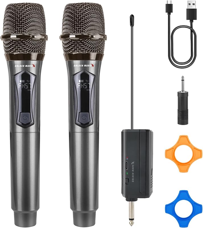 Wireless Handheld Microphones for Singing with 500 FT Reception | 2.4GHz, Rechargeable, Plug and Play, 2 Pack Microphones for Karaoke DJ Party Speech Classroom Wedding Church