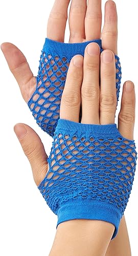 Vista 2 de OTPEH Guantes de red sin dedos para mujeres y niños, malla para brazos, malla Emo gótica, accesorios de escena de los años 80