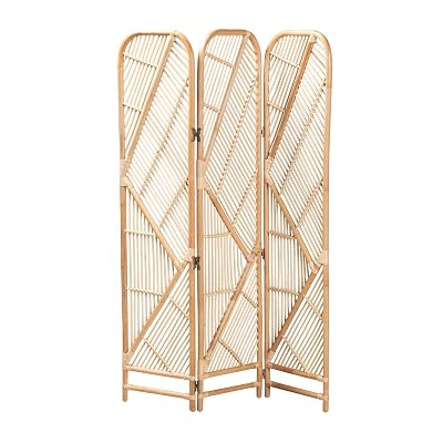 bali & pari Firenze Modern Bohemian Natural Brown Rattan Room Divider