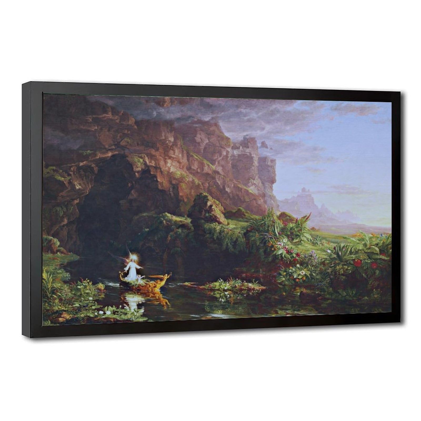 WCYB The Voyage of Life Childhood by Thomas Cole Prints Posters Canvas Deco Paintings Wall Art For Office Hangable Frame 16" L X 24" W