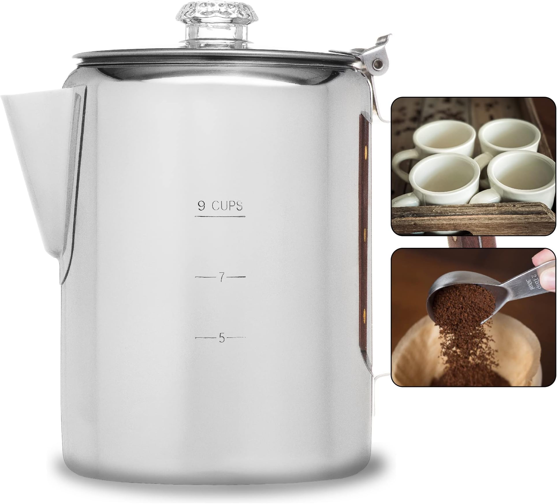Coletti Klassieke koffiepercolator – percolator-koffiepot, cowboy-koffiepot – de originele campingkoffiekoker – nu gemoderniseerd – voor brouwmeesters op de tent [blauw, 12 kopjes