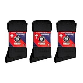 6 Pairs of Diabetic Over The Calf - Knee High Cotton Socks (Black - 6 Pairs, Fit Men\'s Shoe Size 8-10)