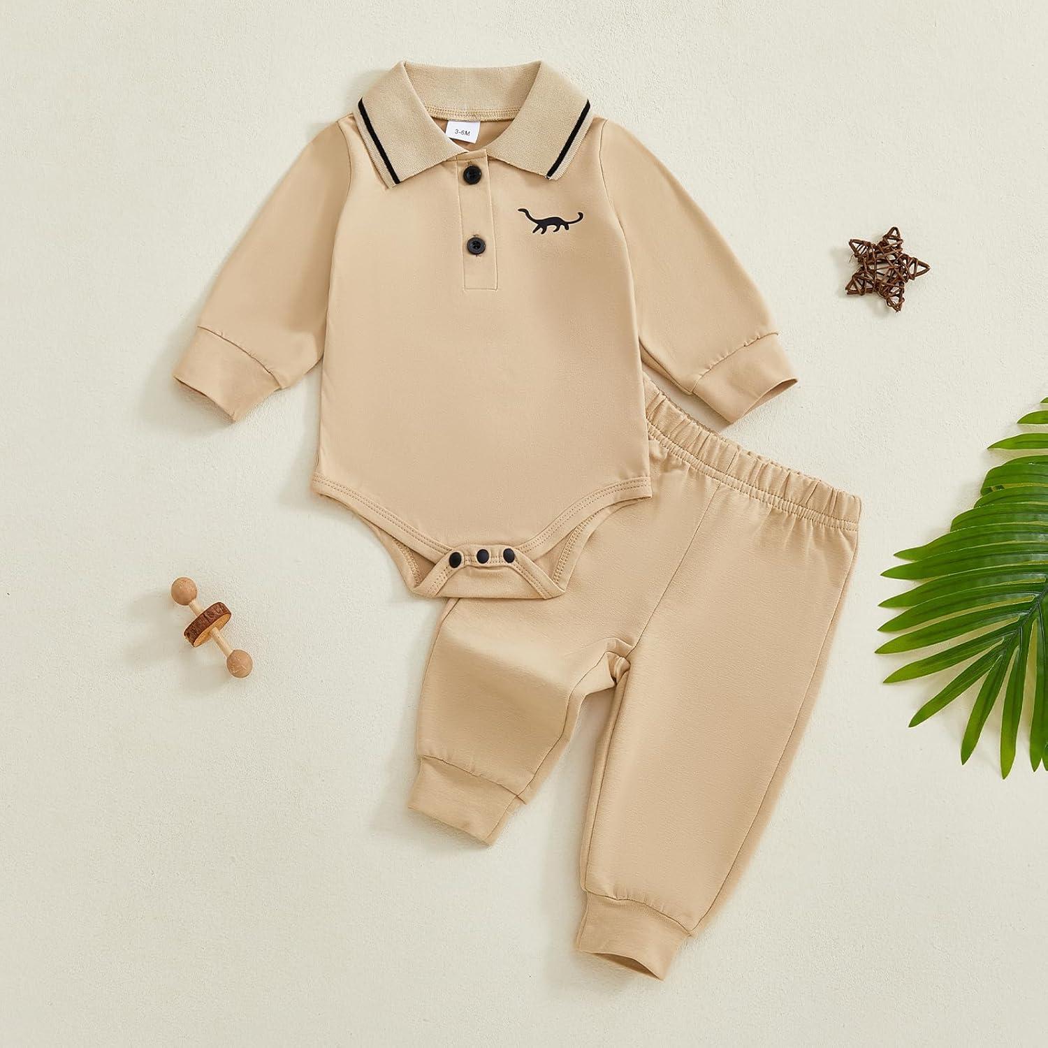 Baby Boy Clothes Long Sleeve Lapel Dinosaur Shirt Romper + Suspender Overalls Pants Set Fall Winter Outfit 2PCS - Image 8
