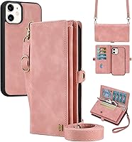Vista 40 de Funda tipo cartera compatible con iPhone 13 Pro Max, multifunción, desmontable, 2 en 1, magnética, cartera para iPhone 13 Pro Max, con correa Verde