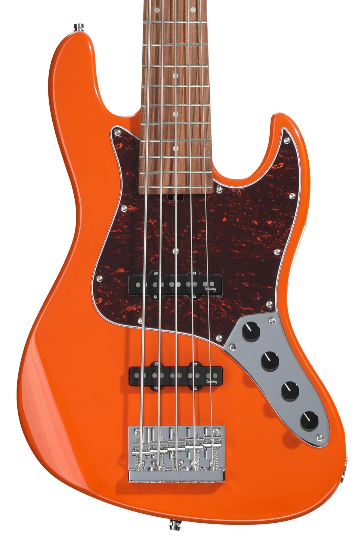 Sadowsky MetroExpress Vintage JJ 5-string Bass Guitar - Solid Candy Apple Orange Metallic, Morado Fingerboard