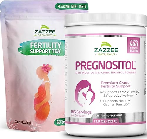 Zazzee PREGNOSITOL Polvo y té orgánico de apoyo de fertilidad USDA