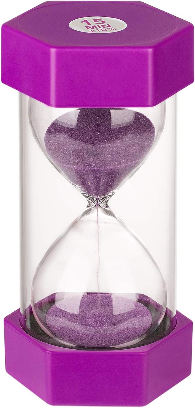 KSMA Hourglass Timer 15 Minutes Sand Timer,Colorful Hourglass for Kids,Office,Classroom,Kitchen,Games,Toothbrush