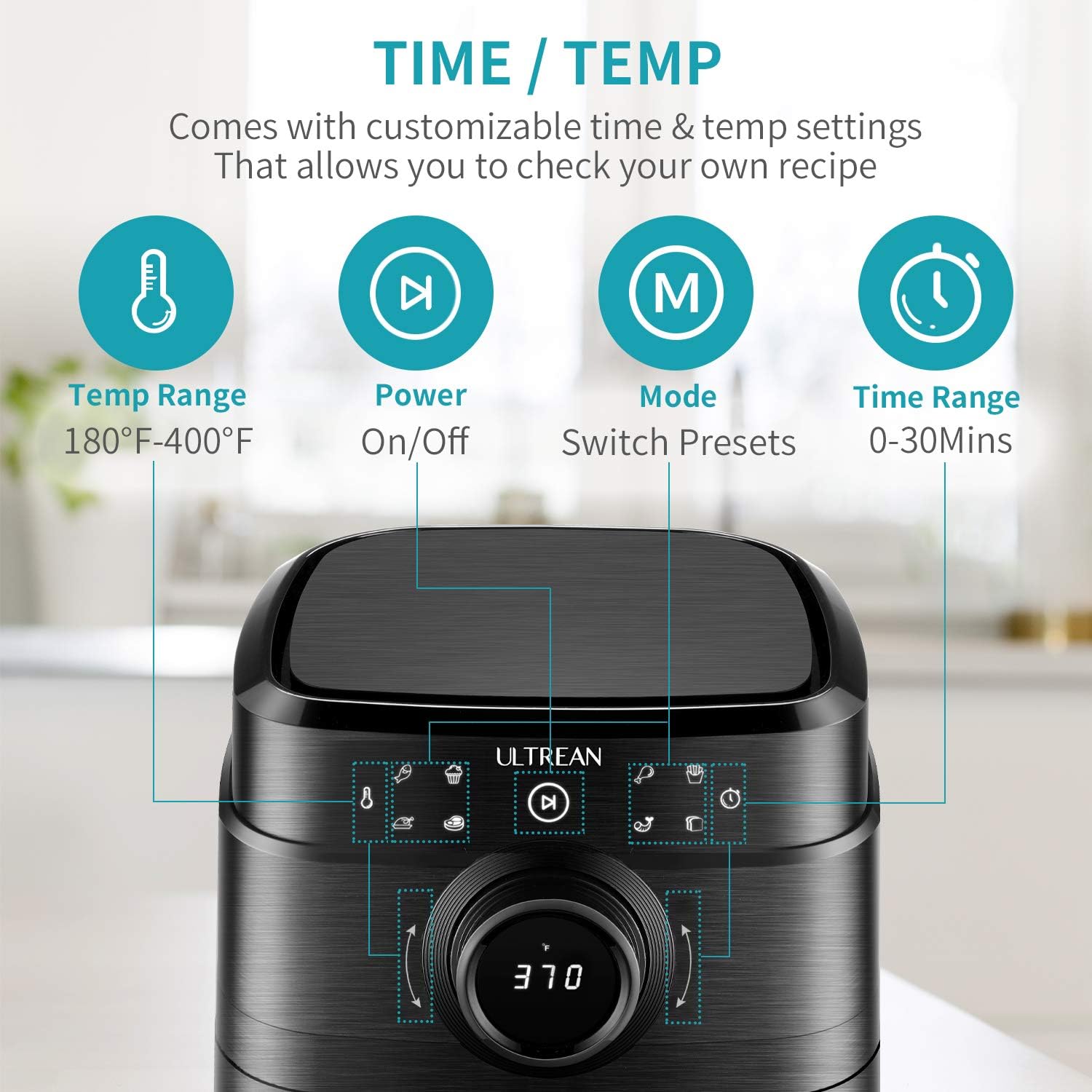 Ultrean Air Fryer control panel diagram