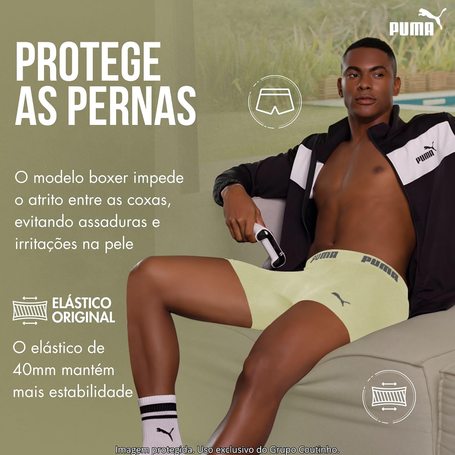 Cueca Boxer Puma Sem Costura Poliamida Sport Dry Fit Masculina