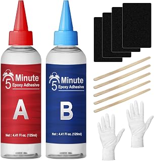 5 Minute Epoxy Glue 8.8oz, Tough Durable Clear Epoxi Adhesives Fast Repair, 2 Part Epoxy Glue Quick Cure Clear for Metal, Wood, Plastic, Glass, Cerami