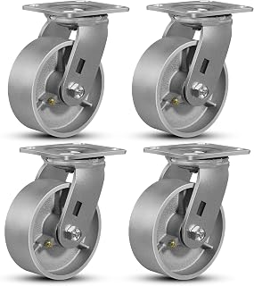 FOVERSWIVE 5"x2" Industrial Casters- Heavy Duty casters,Cast Iron Wheel,Steel Casters Set of 4 Capacity up to 4000 Lb. Use... Price In India