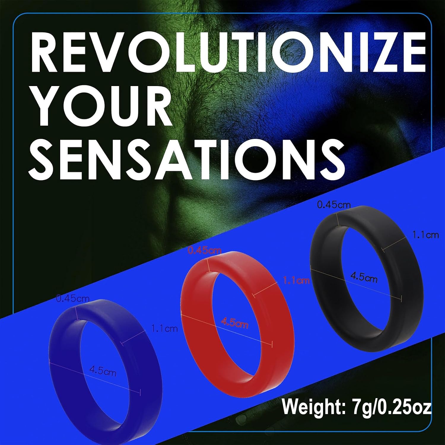 Silicone Penis Ring Male Sex Toys, 3 PCS Colorful Cock Ring Set for Erection Sex, Thicker Cockring Sleeve Cock and Ball Ring for Longer Harder Stronger Pleasure Adult Sex Toys for Men Couples