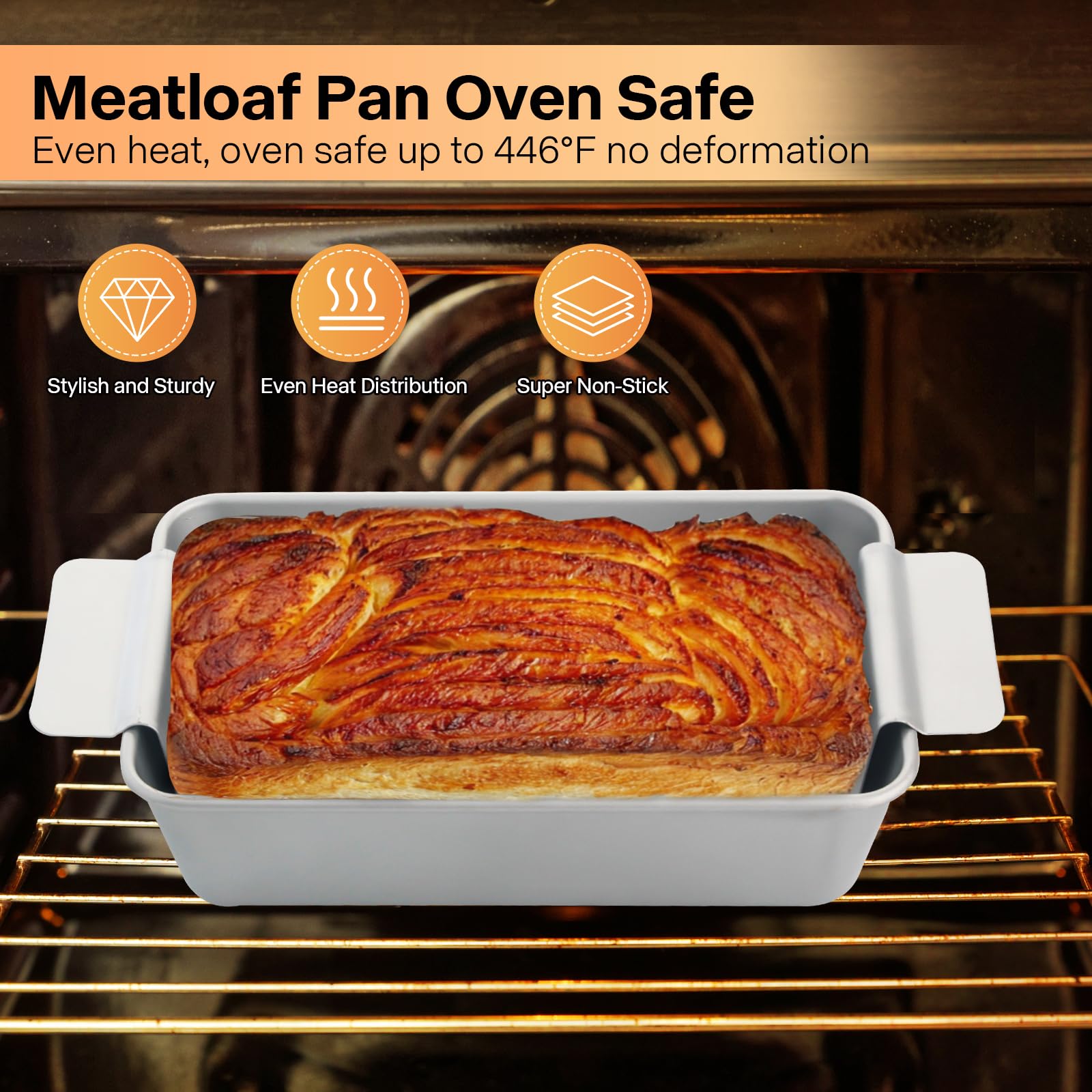 Hackbraten-Pfannen-Set, 2er-Set Hackbratenform mit Ablaufschale, antihaftbeschichtet, 0,9 kg, große Kastenform für gesundes Backen, Abtropfen von Fett, hausgemachte Bananenbrotform, ofenfest,