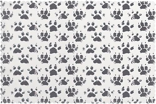 Elightvap Juego de 6 manteles individuales con diseño de patas de perro, con impresión de tinta negra, manteles individuales lavables para cocina,