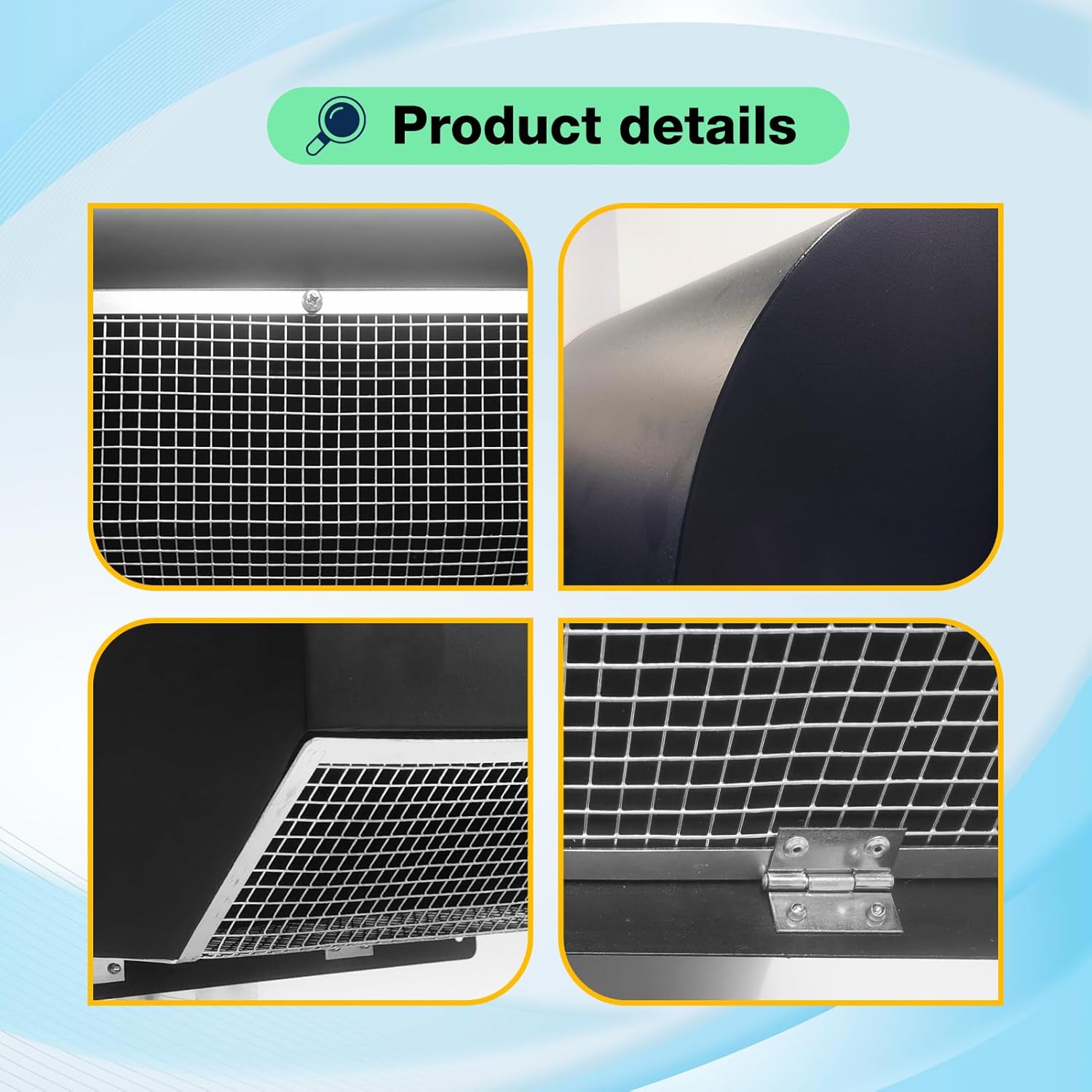 6 Inch Galvanized Steel Hooded Wall Vent,Outdoor Wall Vent Cap with Mesh Cover and Damper for Kitchen, Bathroom, Laundry, Garage Ventilation and Exhaust (Black)