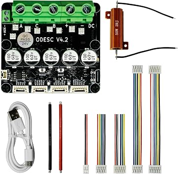 ODESC V4.2 Brushless Servo Motor Controller Driver Board, Software Configuration Compatible with Odrivetool, FOC, BLDC - 24V
