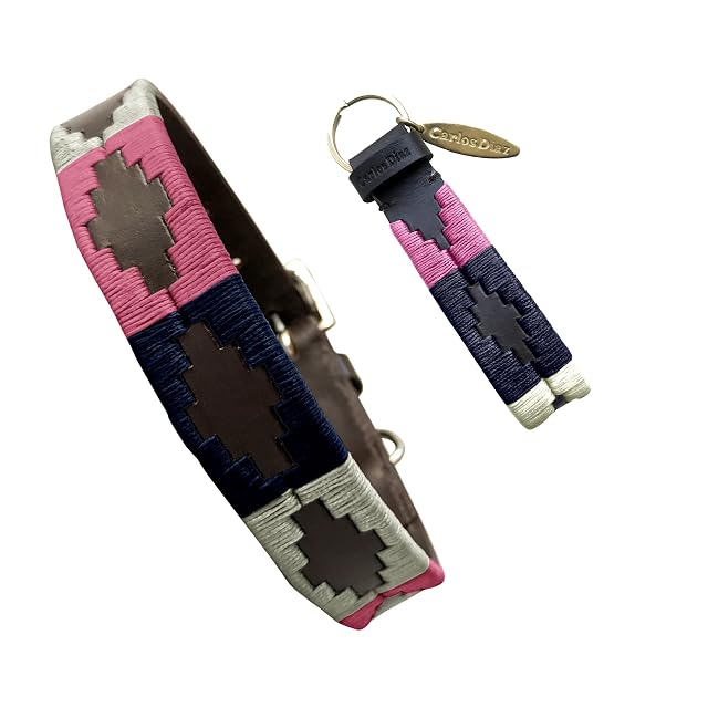 Carlos Diaz Collar de Perro Premium Bordado y Encerado Estilo Polo de Cuero Genuino XS