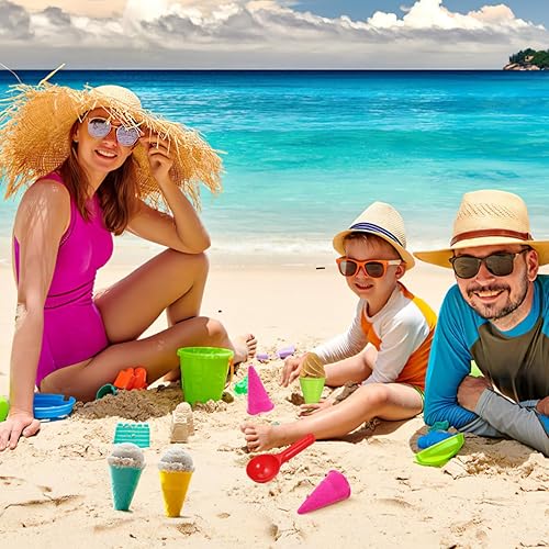 Miniatura 5 de Toyvian Juguetes para niños, 6 piezas de juguetes de arena de playa, juego de moldes de helado de arena, juguetes de arena de helado, cuchara de