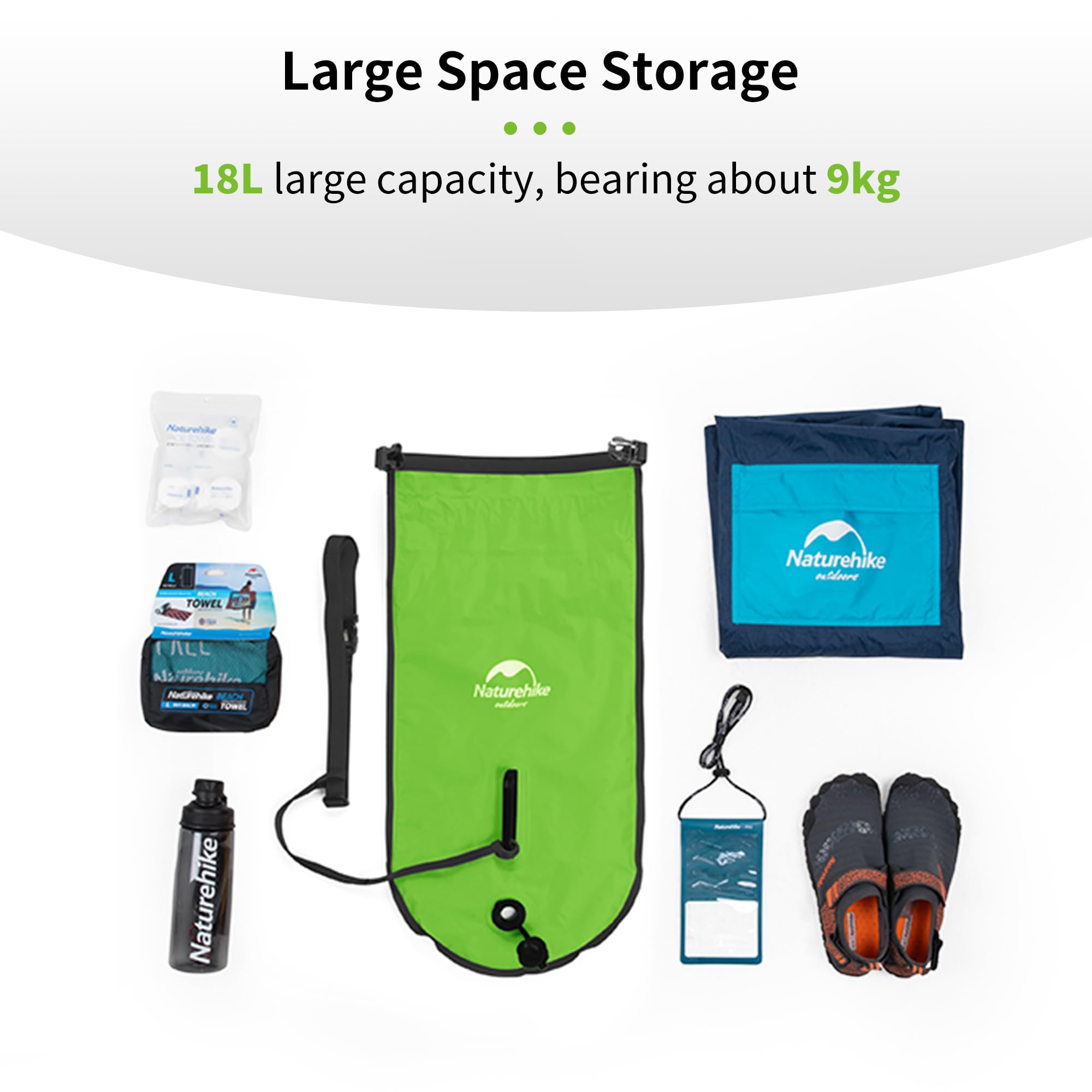Naturehike Piscina gonfiabile, 18 l, sacco da nuoto impermeabile con due airbag, adatto per acque aperte e triathlon, galleggiamento da 18 kg, garantisce sicurezza durante lo snorkeling, rafting