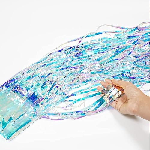 Miniatura 3 de Cheerland Cortina de papel de oropel iridiscente, guirnalda de estrellas parpadeantes, decoración colgante, propuesta, boda, compromiso, fondo