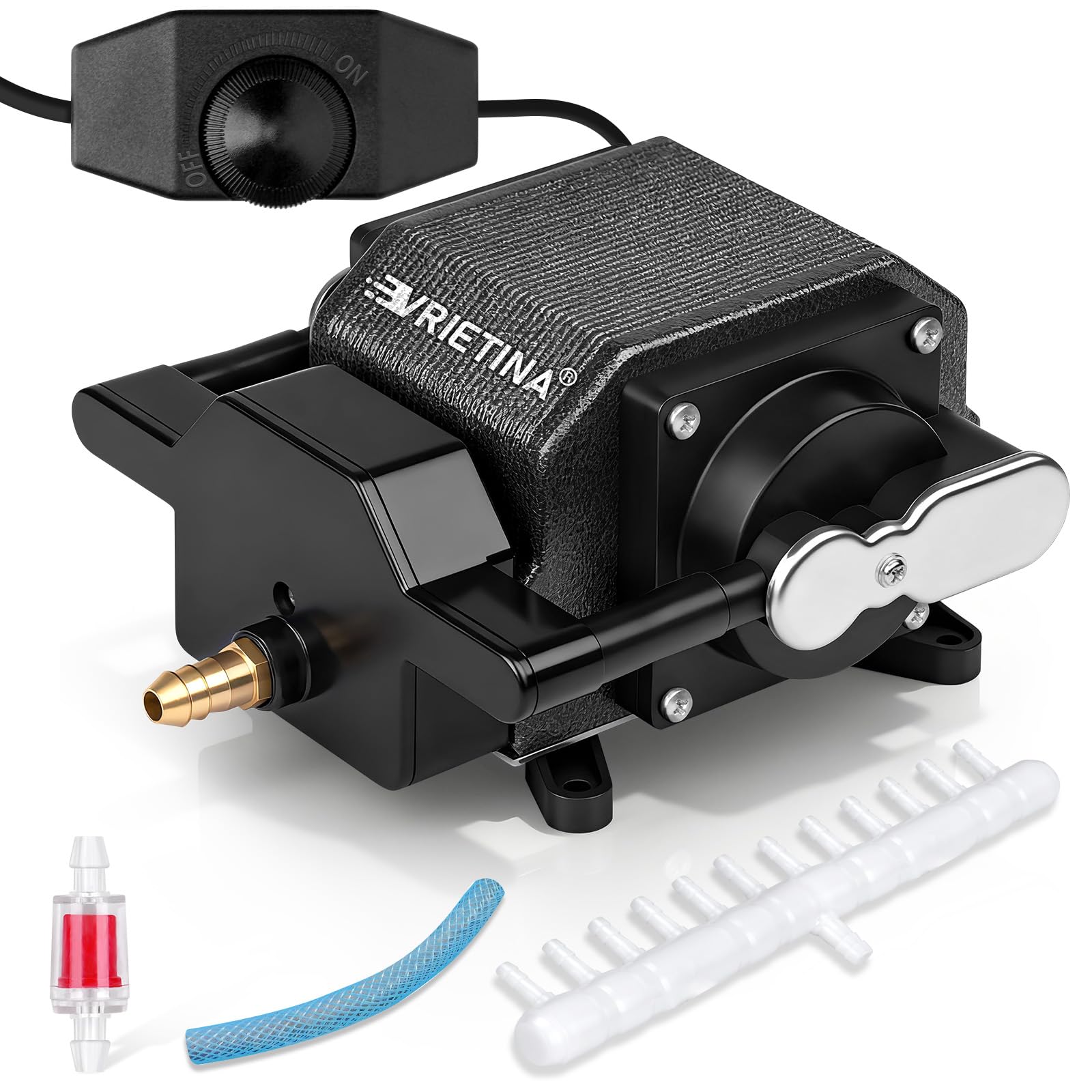 Bomba de aire para acuario de 40 W con motor de cobre de doble canal, carcasa de aluminio, potente aireador de estanque, capacidad máxima de 72 m3, caudal de 80 l/min, ideal para grandes acuarios y