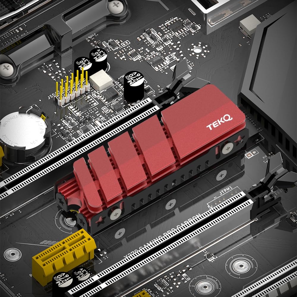 M.2 2280 SSD Kühlkörper, doppelseitiger Kühlkörper, mit Thermo-Silikon-Pad für PC M.2 PCIE NVMe SSD oder M.2 SATA SSD (RED)