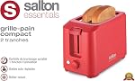 Salton Essentials - Compact Toaster, 2 Slice Capacity, Red