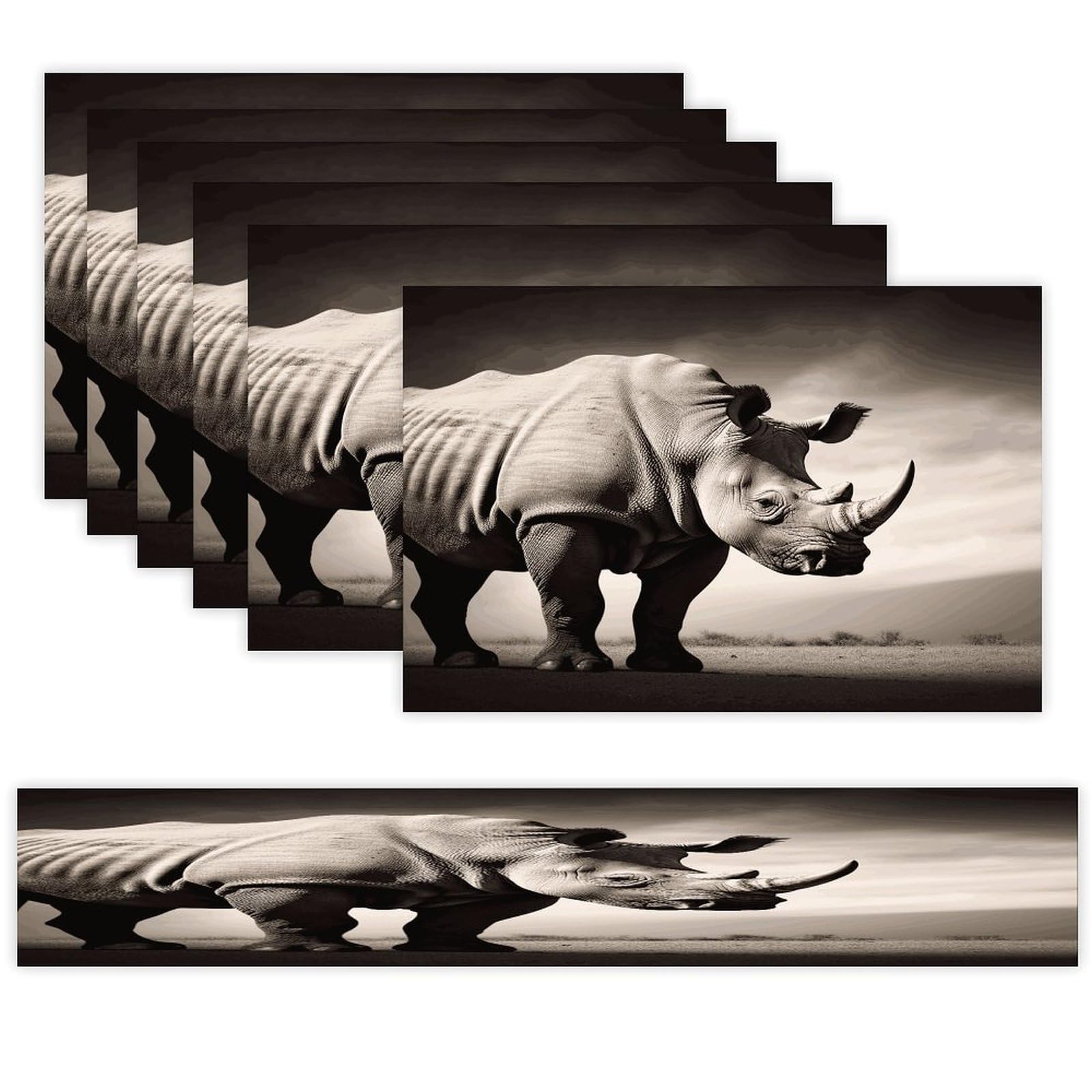 South Africa Animal Table Runner and Placemats Set of 6 for Kitchen Washable Table Mats Heat Resistant Place Mats Non-Slip Place Mat Wipeable Placemat(6 Placemats+1 Table Runner)