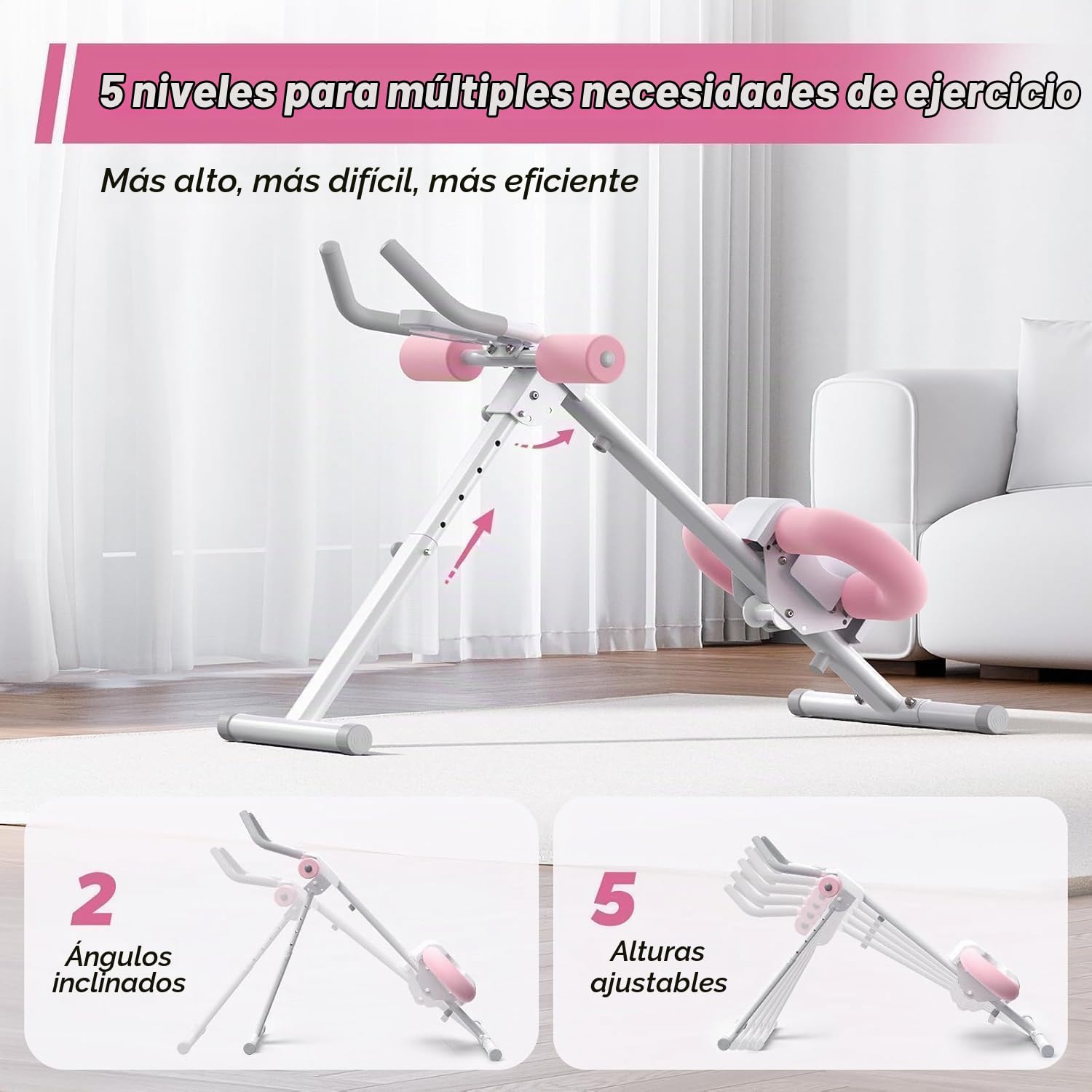 HoldOneLight Máquina Abdominal Ajustable, Equipo de Entrenamiento Abdominal para Casa con Protección de Rodillas, Máquina de Ejercicio Abdominales para Tonificar y Fortalecer el Core