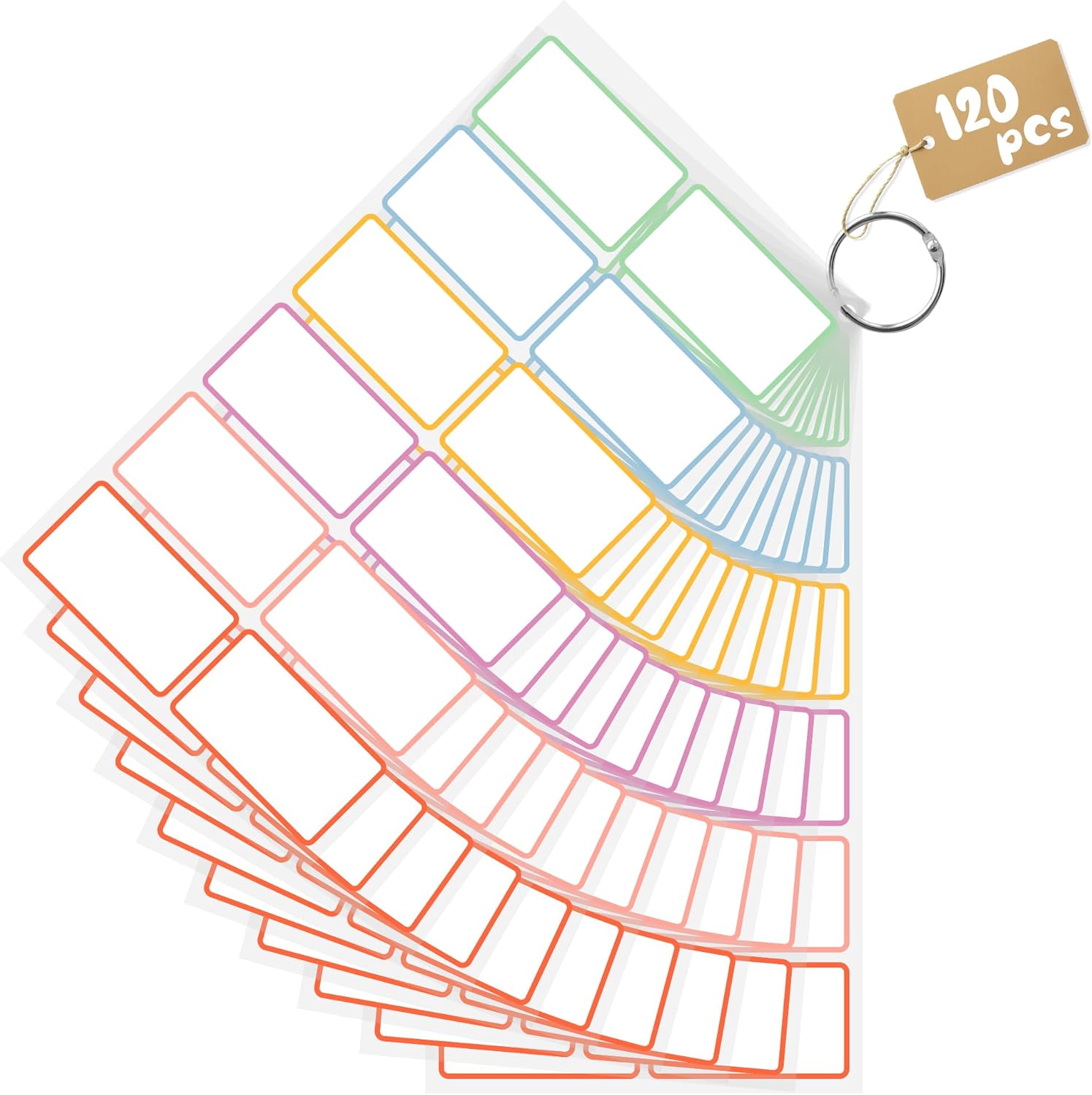 PPB Dry Erase Labels Sticky Notes for Containers, Reusable Waterproof Removable Stickers for Storage Bins, Freezer, Kitchen, Classroom, Whiteboard, All Purpose Use (1.2”x 2”, Multicolor, 120 Dots)