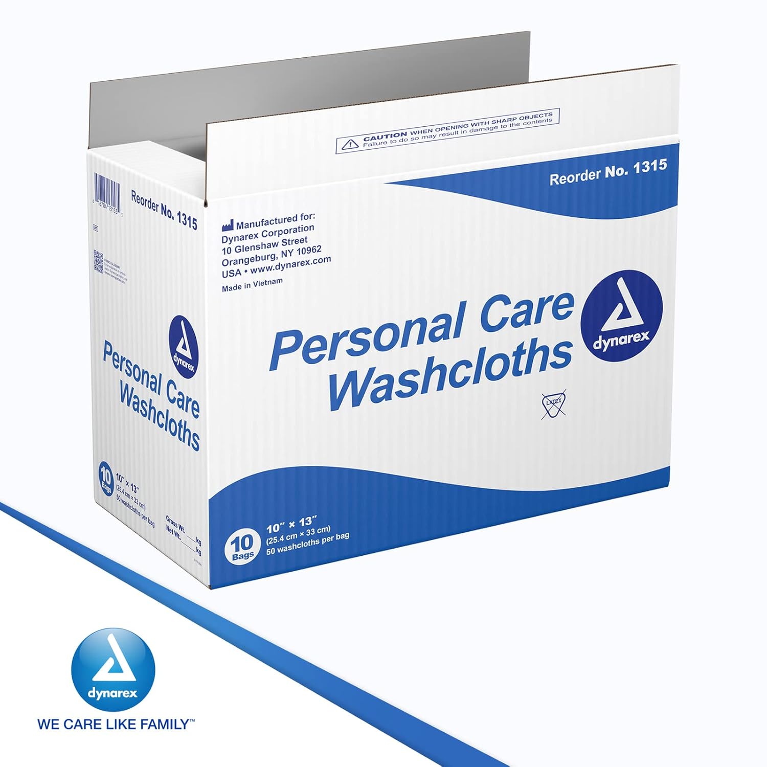 Dynarex Dry Washcloth 10 x 13 Inches, 50 Count (Pack of 5)