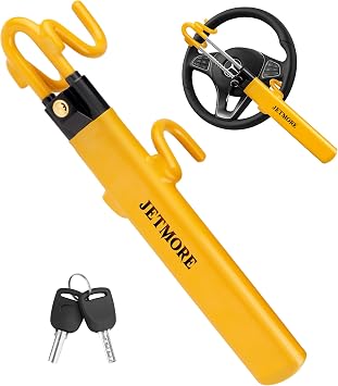 JETMORE Steering Wheel Lock Anti Theft Car Device with Adjustable Design Car Lock in Compatibility Car Wheel Lock with Reinforced Steel Car Anti Theft Device with Tamper-Proof Bolts