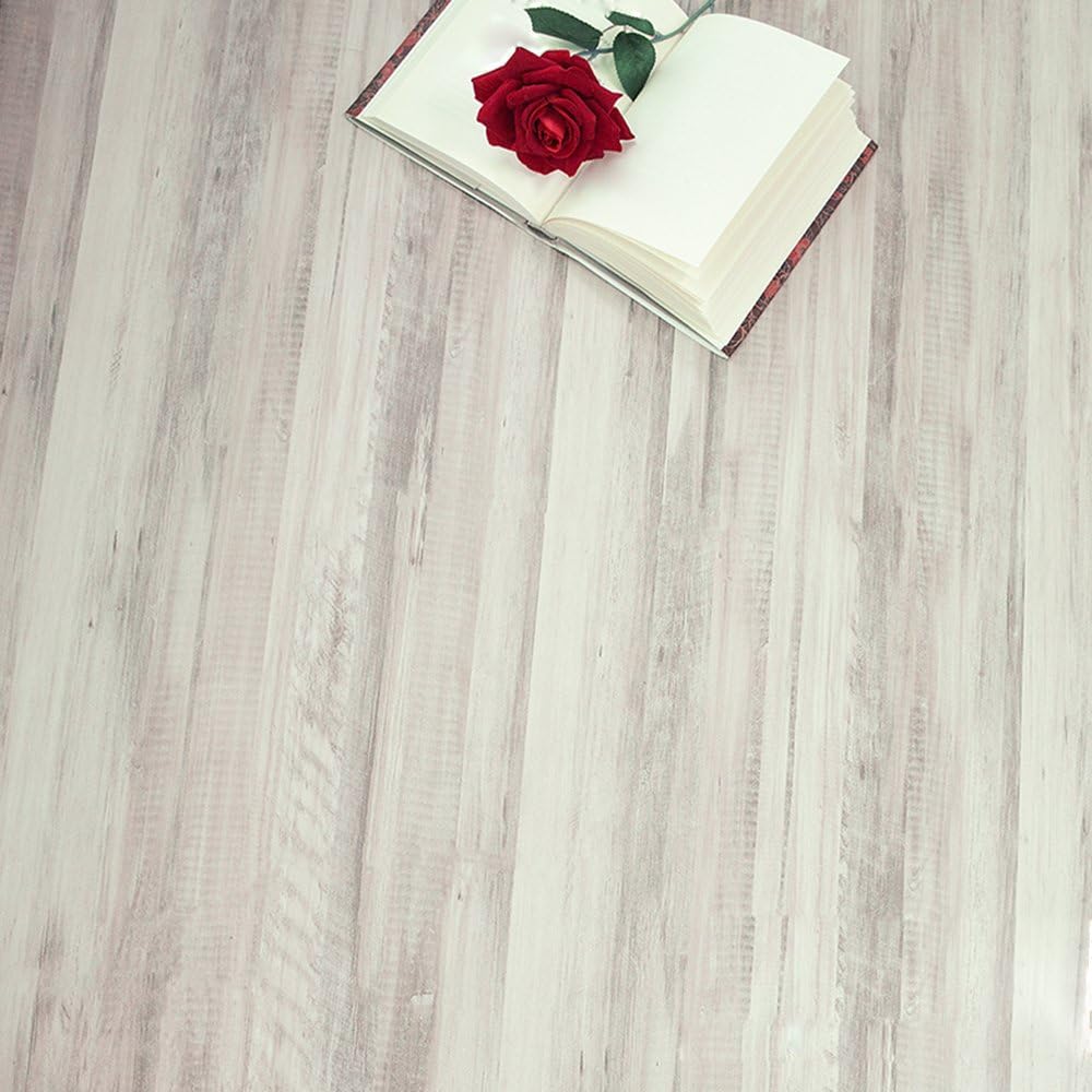 yazi Peel and Stick Floor Tiles Self Adhesive Floor Vinyl Planks Removable Tiles Ash Grey Wood 23x12inch Pack of 6