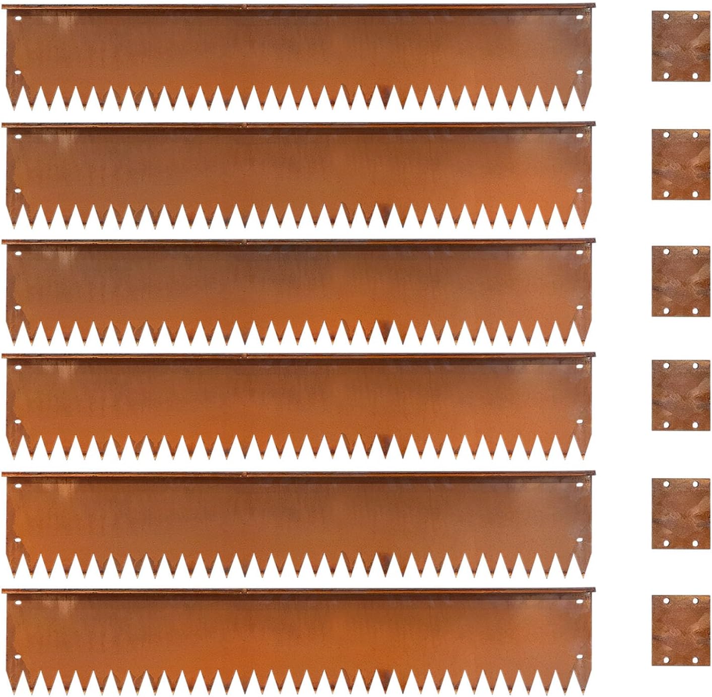 Cor Ten Steel Metal Landscape Edging 40 inch with Top Bending Protection Pre-Rusted Cor Ten Steel Garden Edging 6 Inch Depth 180 Degree Bend 6 Pack for Lawn Yard (6 inch-180 Degree Bend, Rusted)