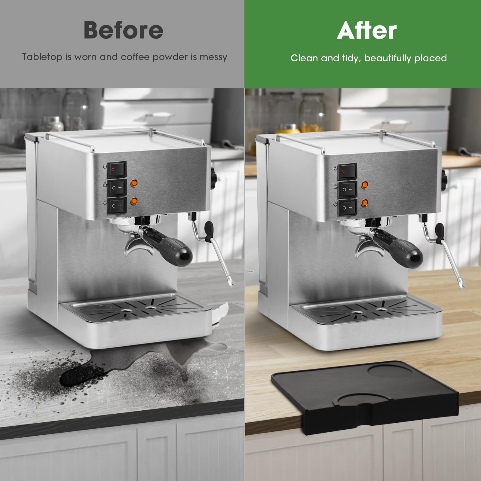 DHSUN Tapis De Tamper Avec Protection Des Bords De Table - Tapis De Tampon Antidérapant - Fabriqué En Silicone - Accessoire Barista Avec Poche Pour Le Filtre Porta - Accessoire Idéal Pour