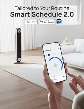 DREO Tower Fan for Bedroom, 90 Oscillating Standing Fan with 28ft/s Velocity, 20dB Quiet for Sleep, DC Motor, 9 Speeds, 4 Modes, 12H Timer, Voice & APP & Remote Control, Starlight
