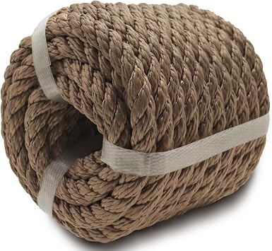 Brown Polyester Rope 3/8 Inch x 100 Feet Heavy Duty Rope for Swing Camping Sailing Pulling