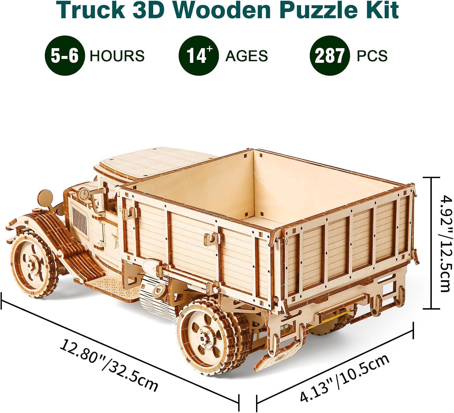 3D Wooden Truck Puzzle, 3D Wooden Puzzle for Adults, DIY Assembly Mechanical Truck Building Kit, Handicraft Wood Car Craft, Birthday for Hobbyist Collectors Family Women Men Age 14+, 246 pcs - Image 2