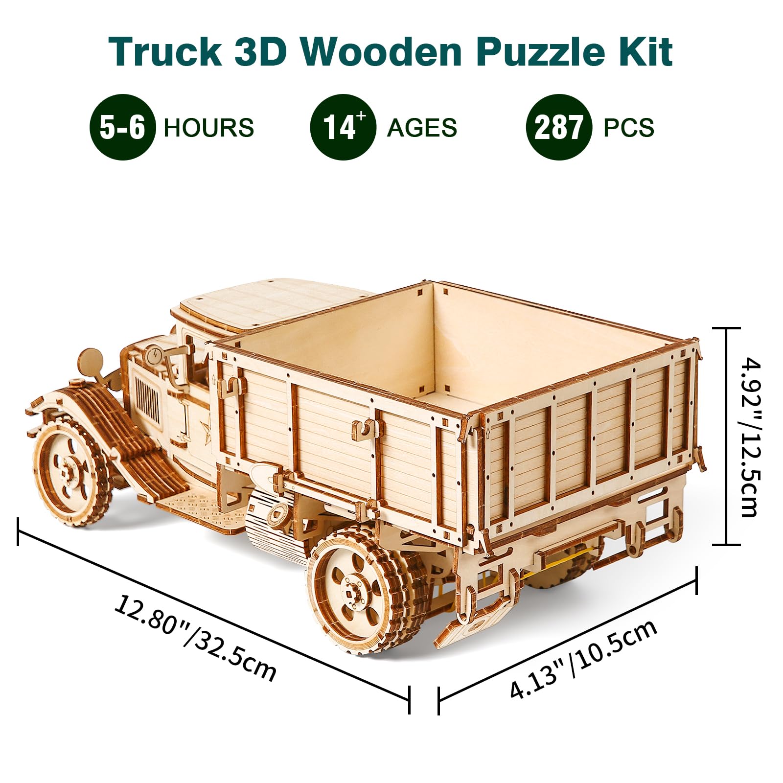 Zestaw drewnianych puzzli 3D dla dorosłych, zestaw do samodzielnego montażu drewnianego modelu ciężarówki 3D, zestaw do samodzielnego montażu zabytkowego samochodu, 264 elementy