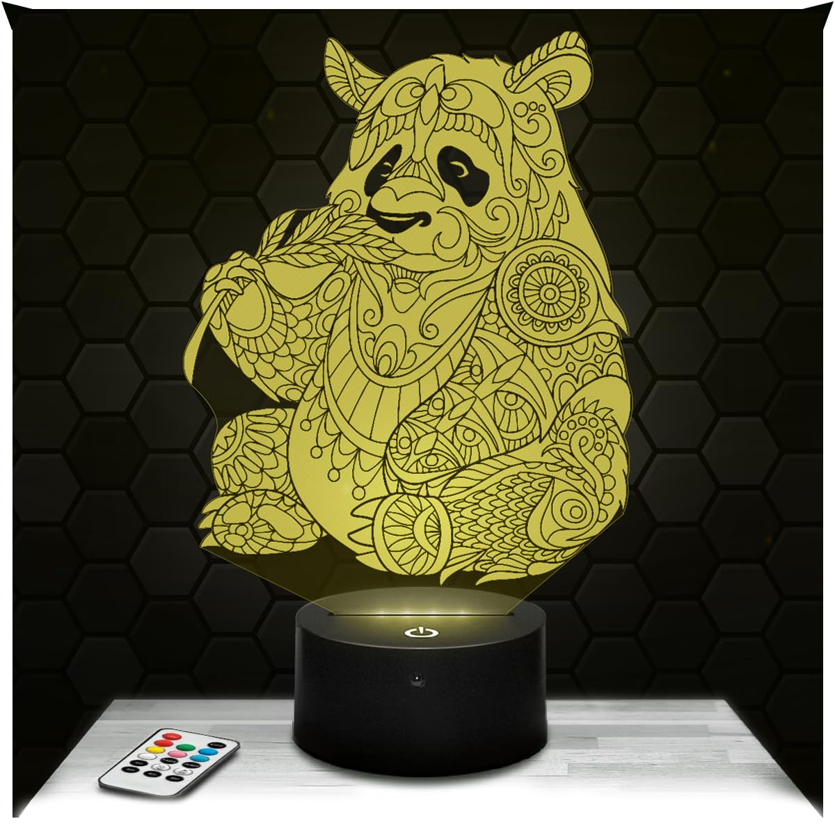 Lampephoto.fr - Panda Mandala Animal 3D Lamp 3D LED Illusion Night Light, Christmas Birthday Gift idea for boy and Girl Children's or Adult Bedroom Night Light, Gifts Merchandising