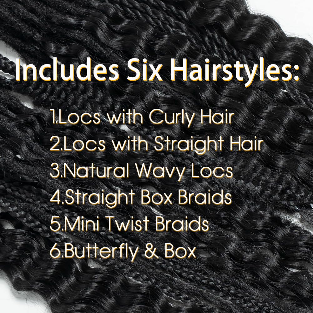 FASHION IDOL MIX crochet hair includes box braids curly hair twist butterfly braids and locs with straight hair ends 24 Inches combining multiple hairstyles together